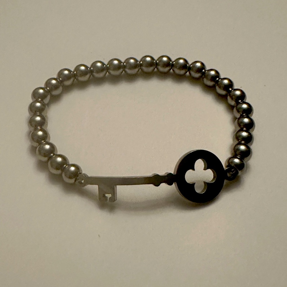 Stainless Steel Beaded Key Bracelet